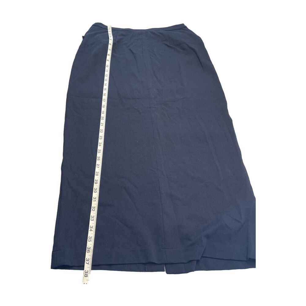 Jones & Co Straight & Pencil Skirt Women 12 Navy 100% Nylon Pockets Button Front - Picture 6 of 6